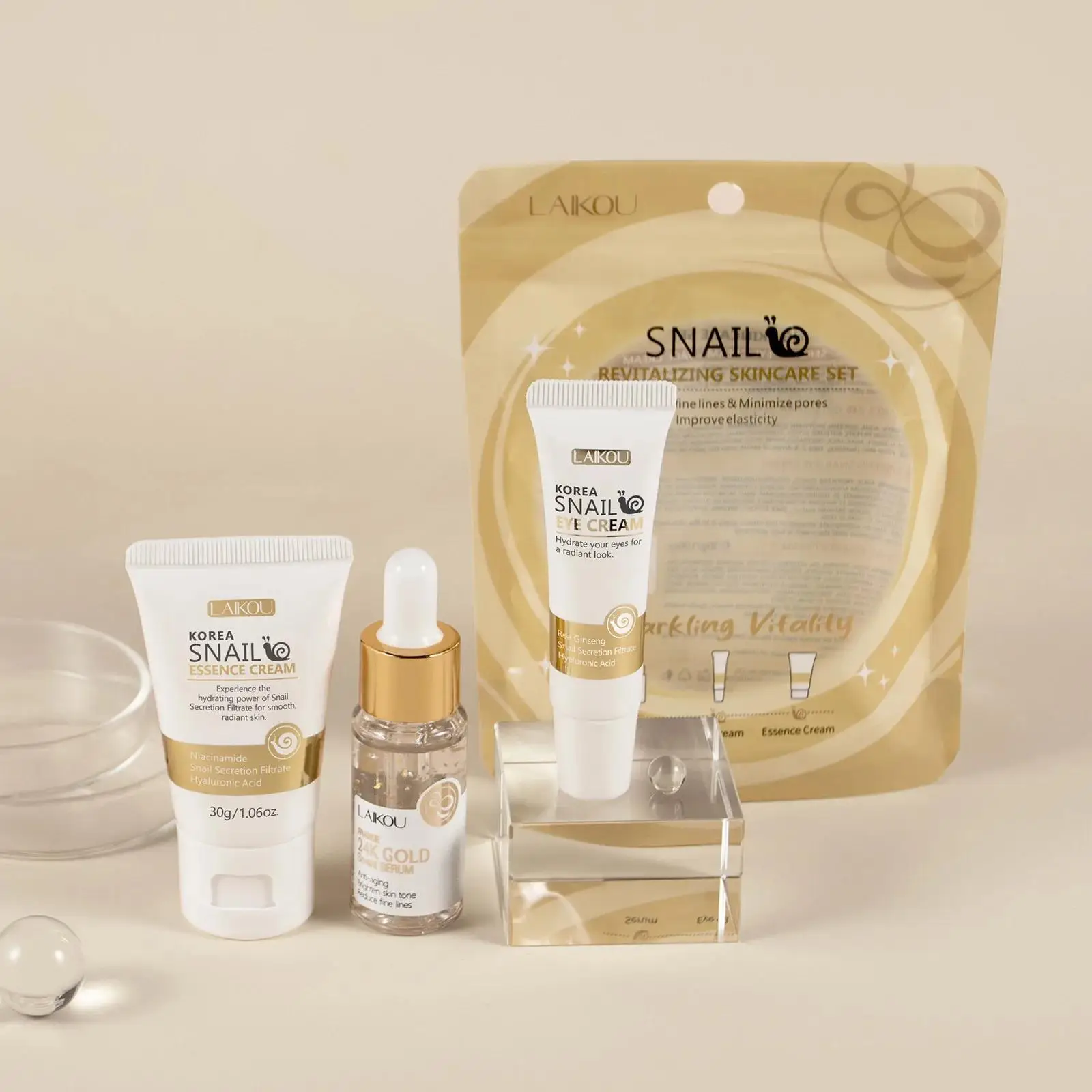 Luxury Skincare Serum - 24k ouro caracol reparação soro creme