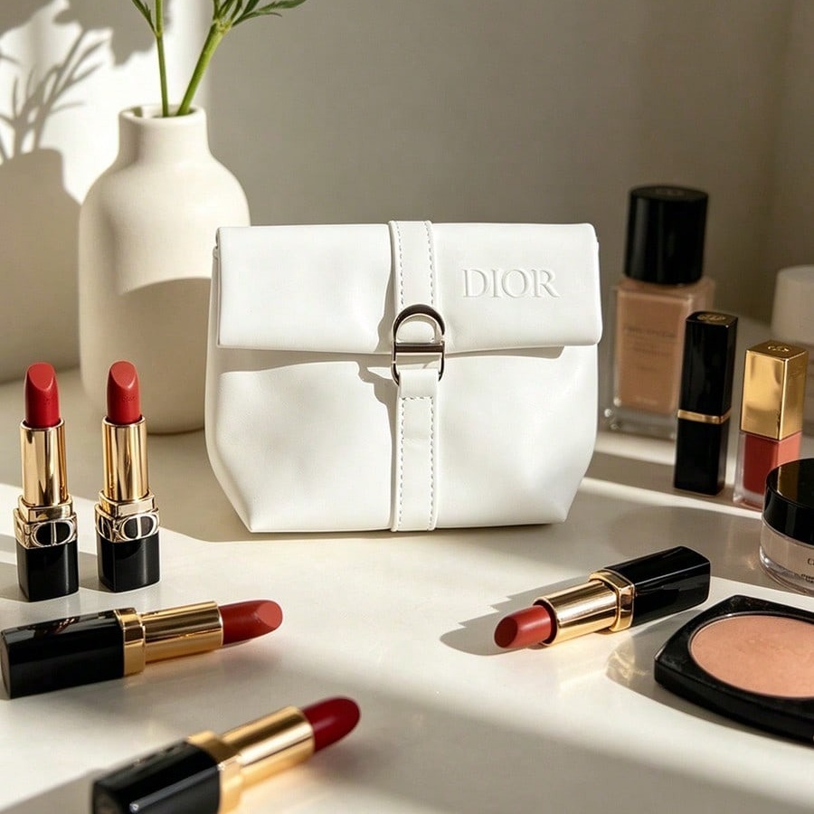 Bolsa cosmética branca da Dior - Luxury Skincare Samples avaliação e preço